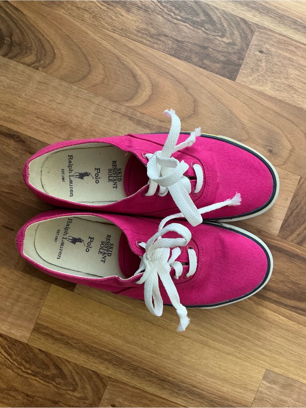Ralph Lauren Kids Hot Pink Canvas Lace-Up Sneakers
